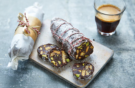 Image of "Christmas pudding chocolate salami"