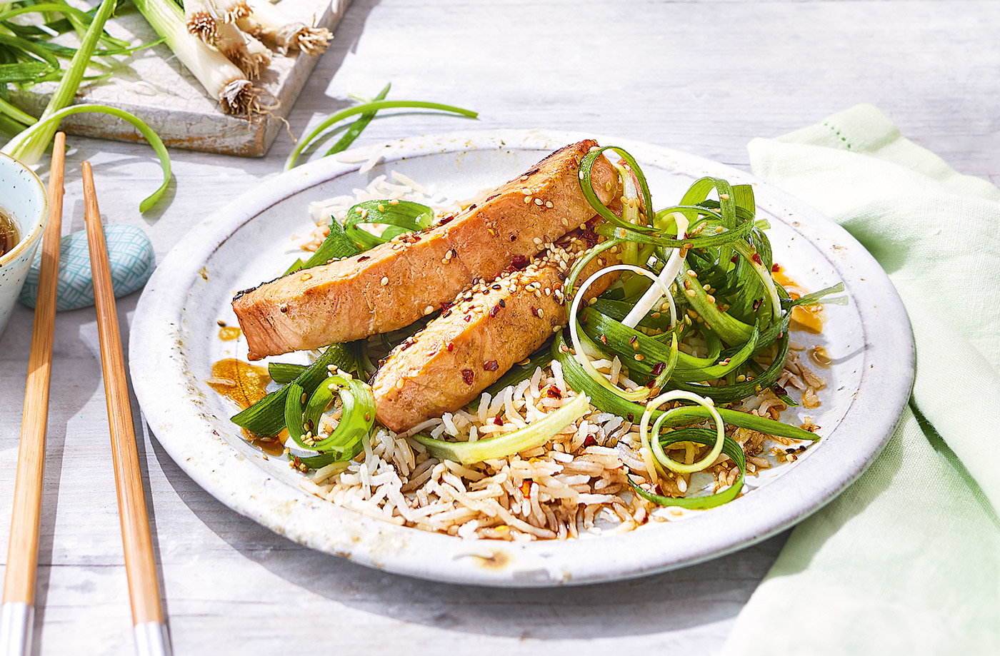 Salmon and spring onion salad