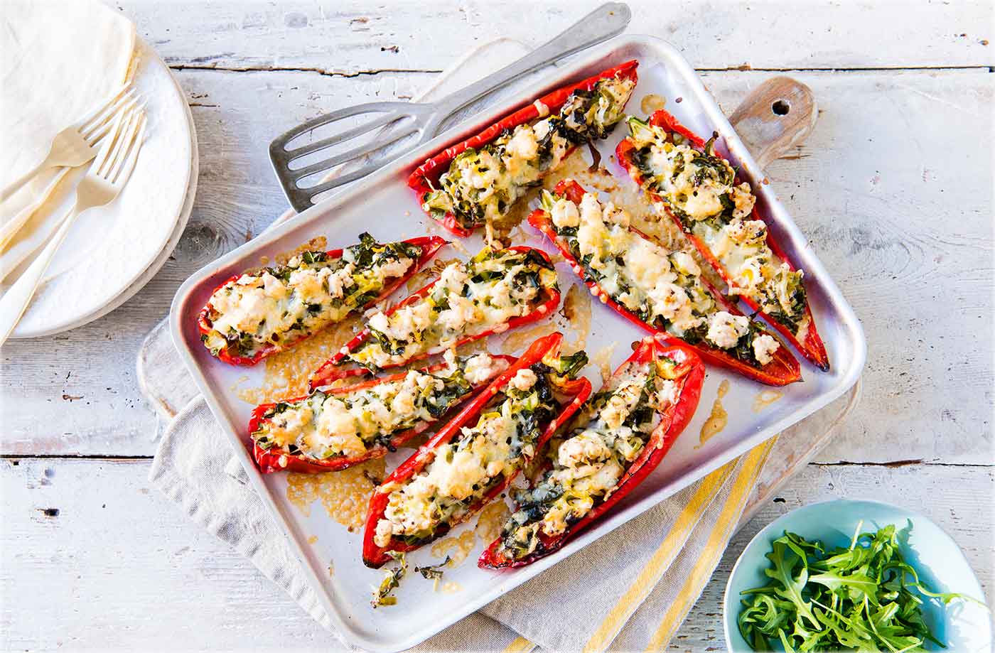 Turkey and spring green stuffed peppers 