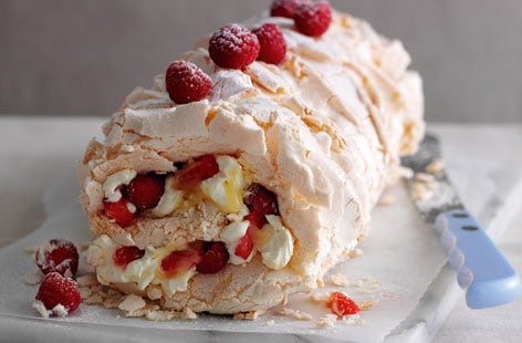 Image of "Red berry meringue roulade"