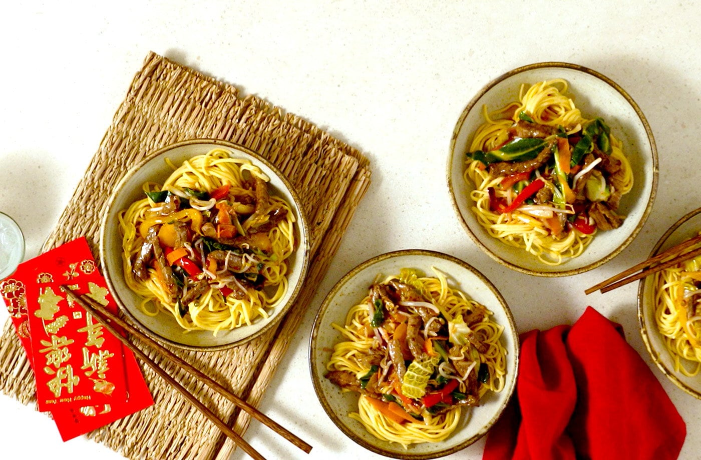 Sweet and sour beef noodles