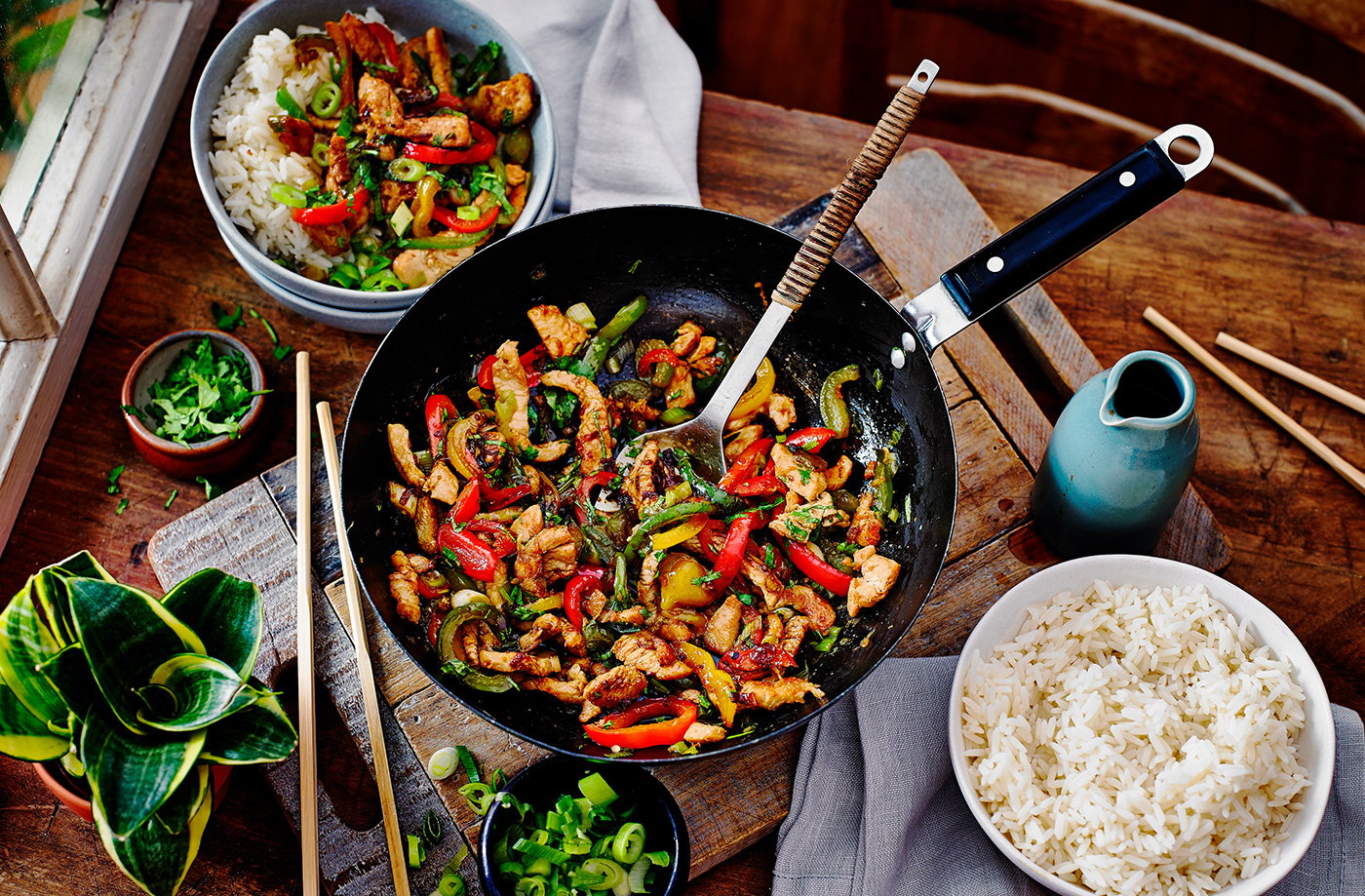 Turkey and peppers stir-fry