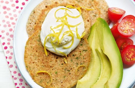 Image of "Healthy pancakes with lemon cream cheese"