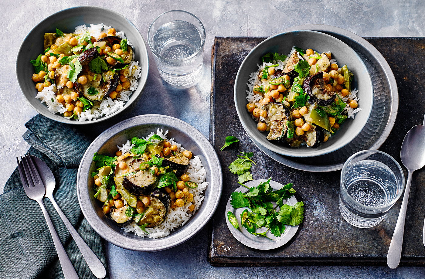 Thai chickpea and aubergine curry