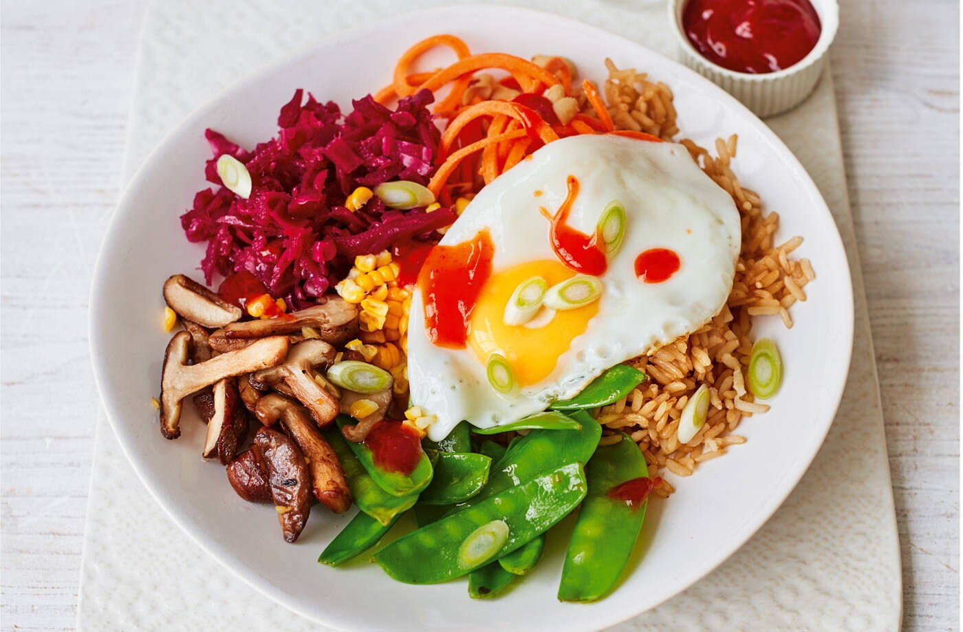 Brown rice bibimbap bowls