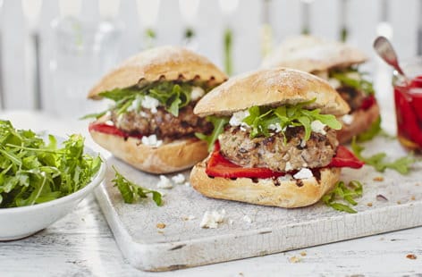 Image of "Barbecued Greek lamb burger"