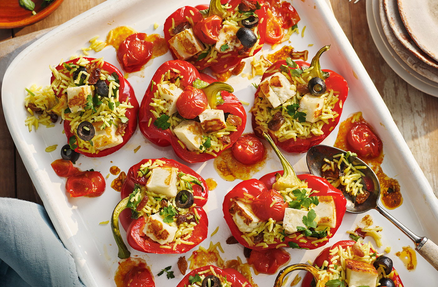 Halloumi stuffed peppers
