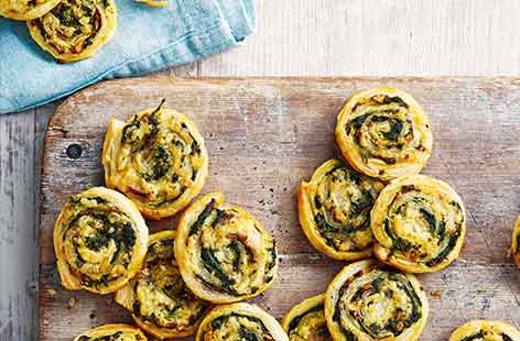 Image of "Cheesy mushroom and spinach pinwheels"
