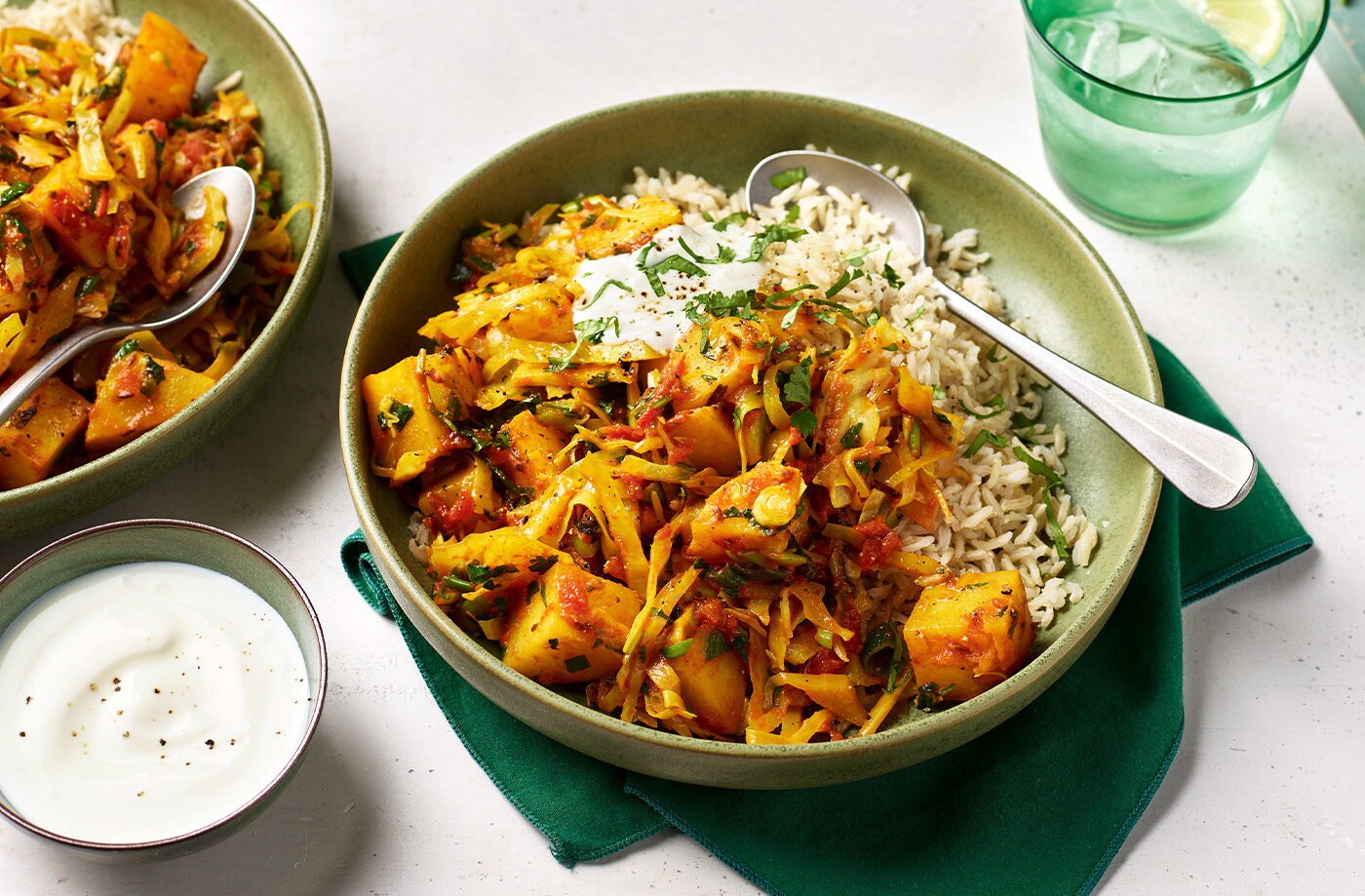 Gujarati-style cabbage and potato curry