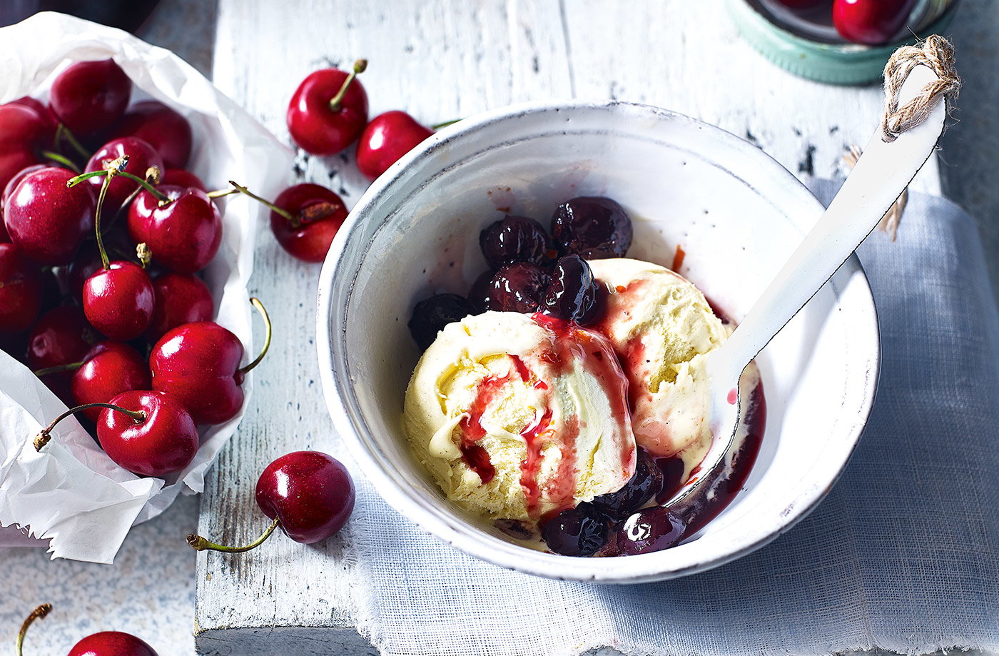 Cinnamon and vanilla preserved cherries