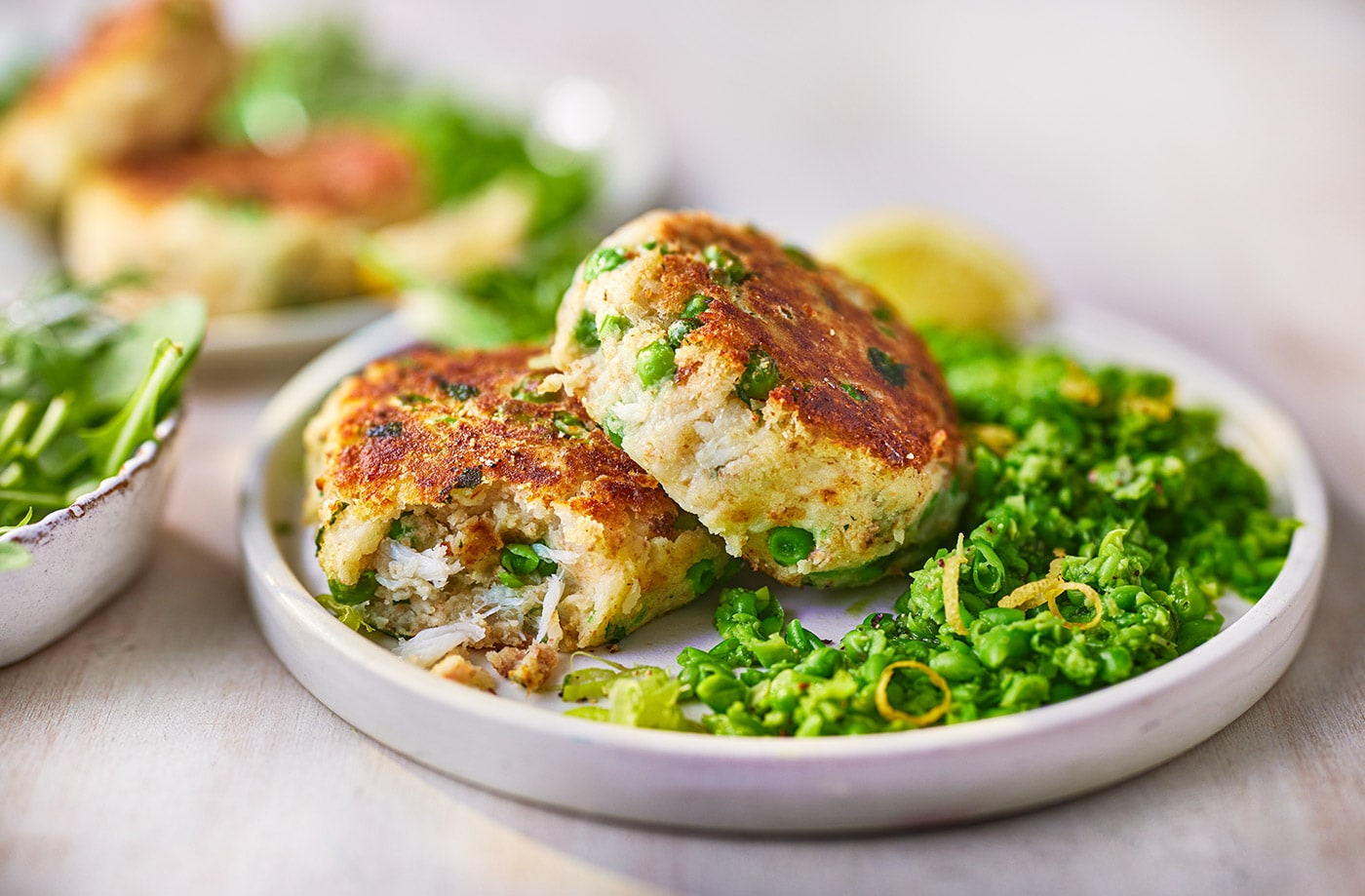Pea and crab fishcakes