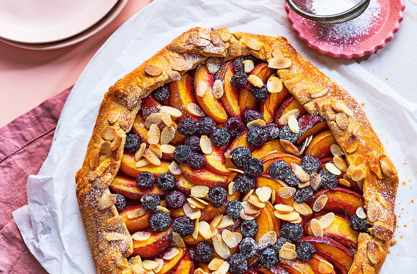 Nectarine, blueberry and almond galette