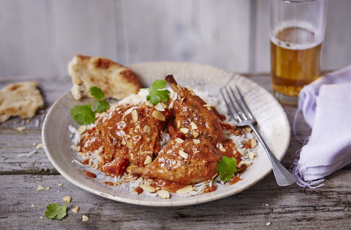 Slow-cooked chicken in tikka masala sauce