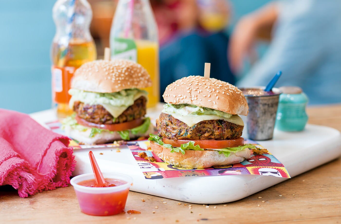 Mexican bean burgers with guacamole