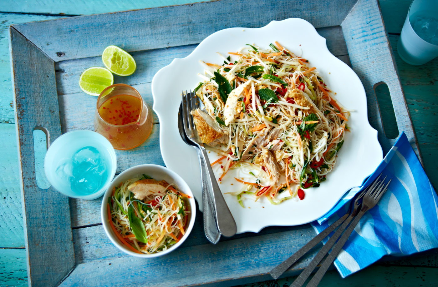 Sesame, chilli and ginger chicken noodle salad