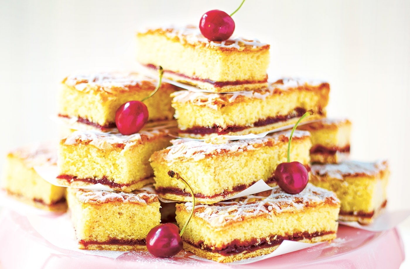 Cherry Bakewell slice