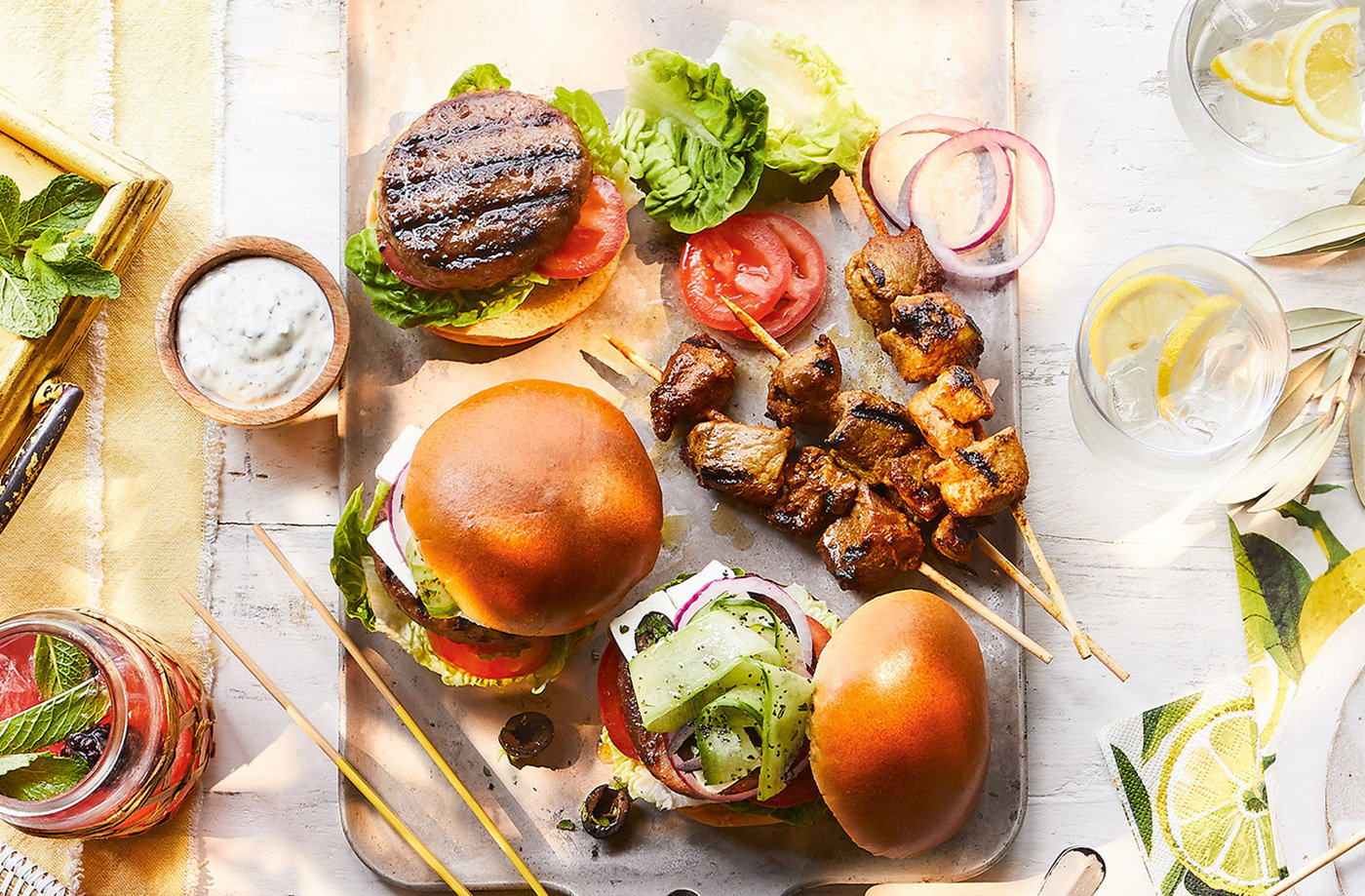 Greek-inspired lamb burger