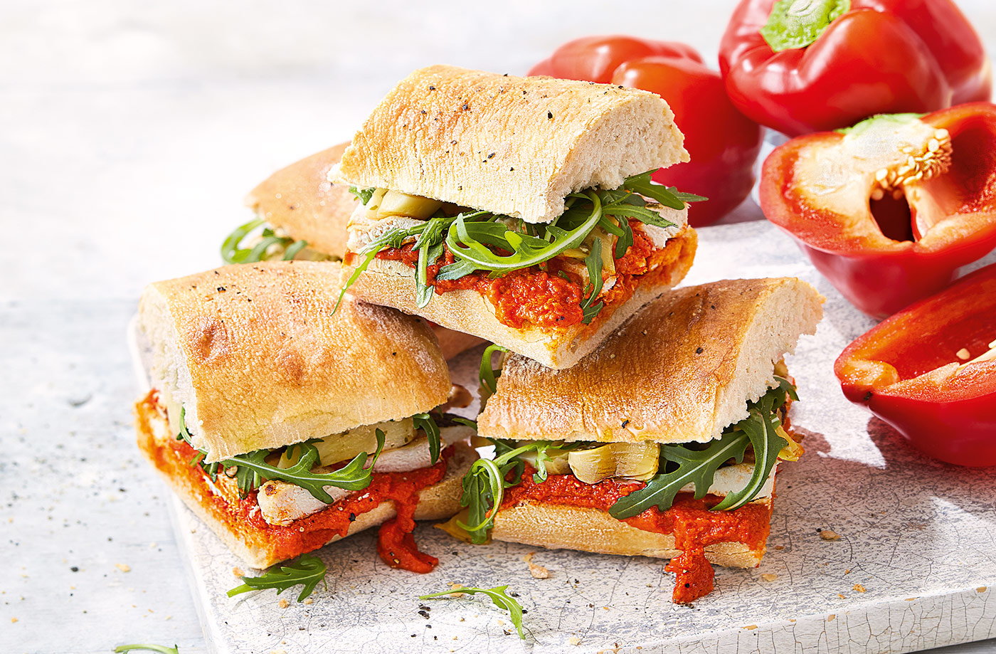 Chargrilled chicken and pepper sandwich