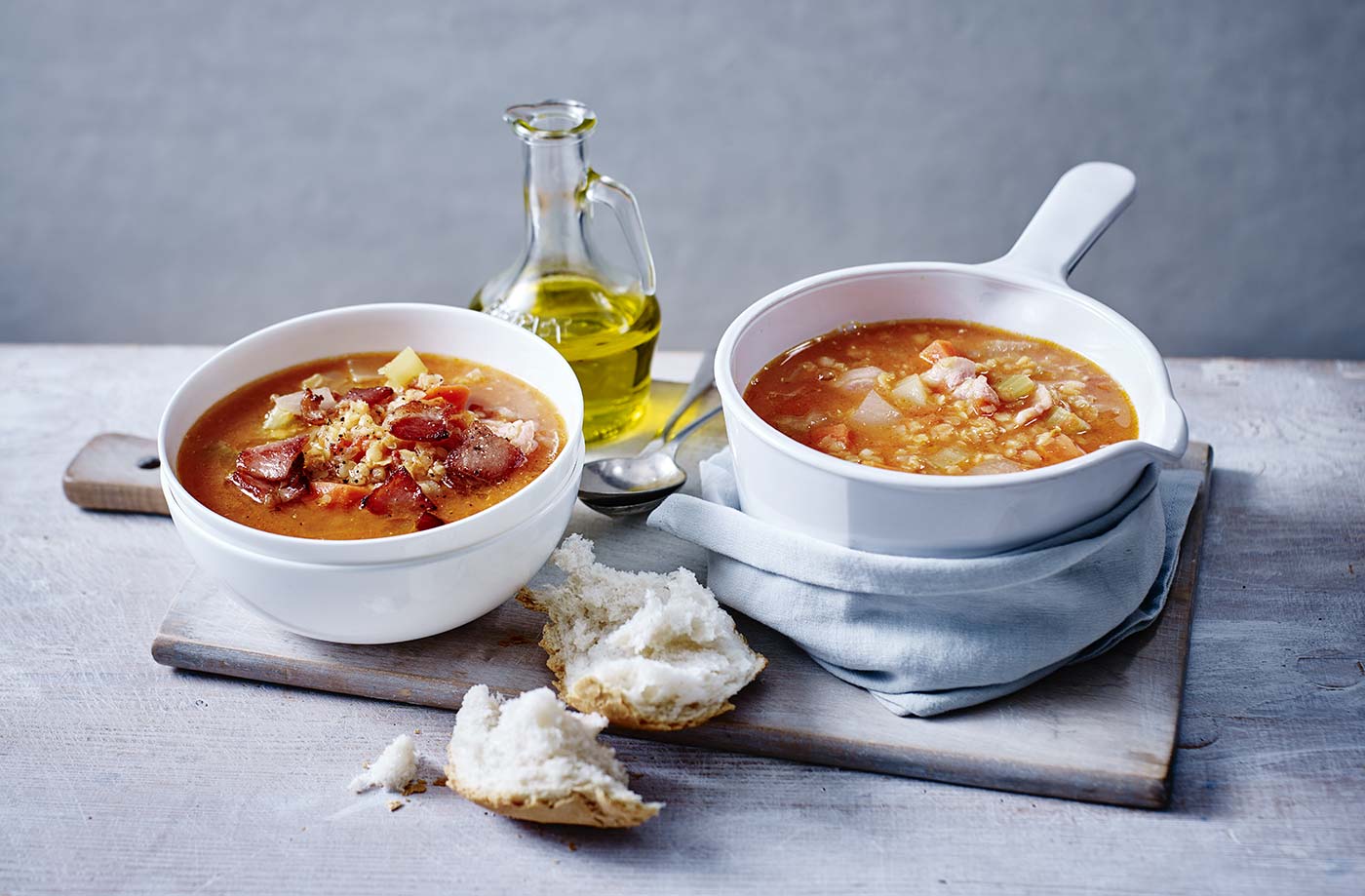 Hearty lentil and bacon soup