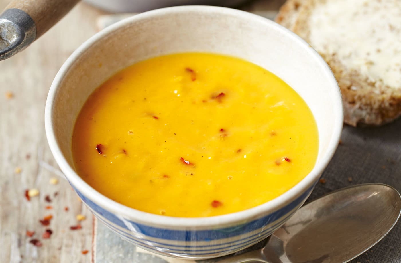 Sweet potato, chilli and lime soup