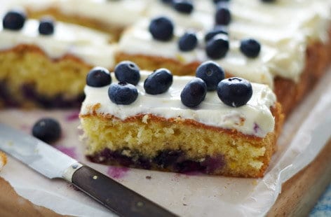 Image of "Blueberry traybake with lemon icing"