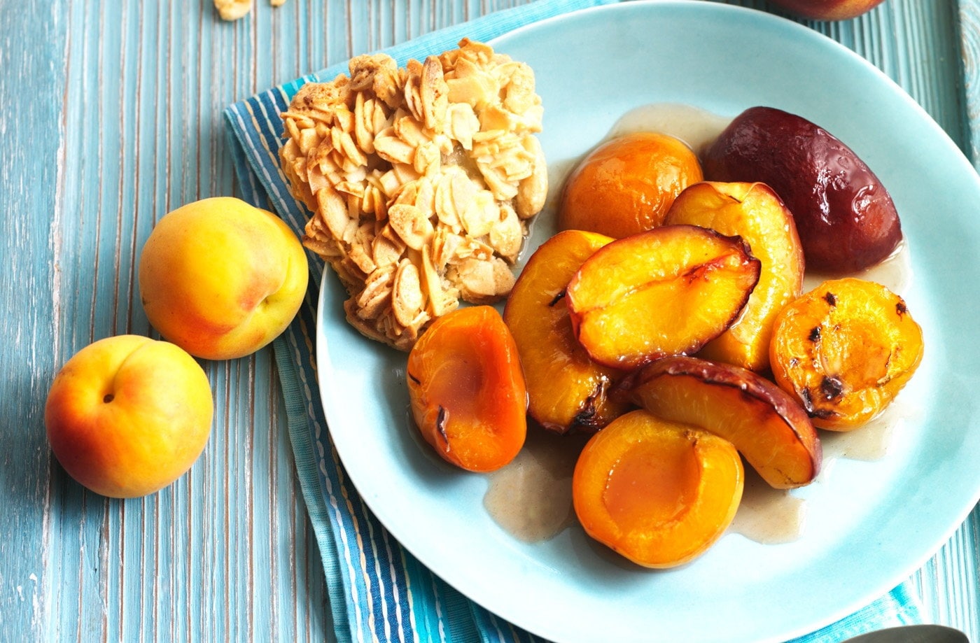 Baked nectarines and apricots with Marsala and honey