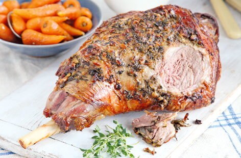 Image of "Roast leg of lamb with thyme and lemon"