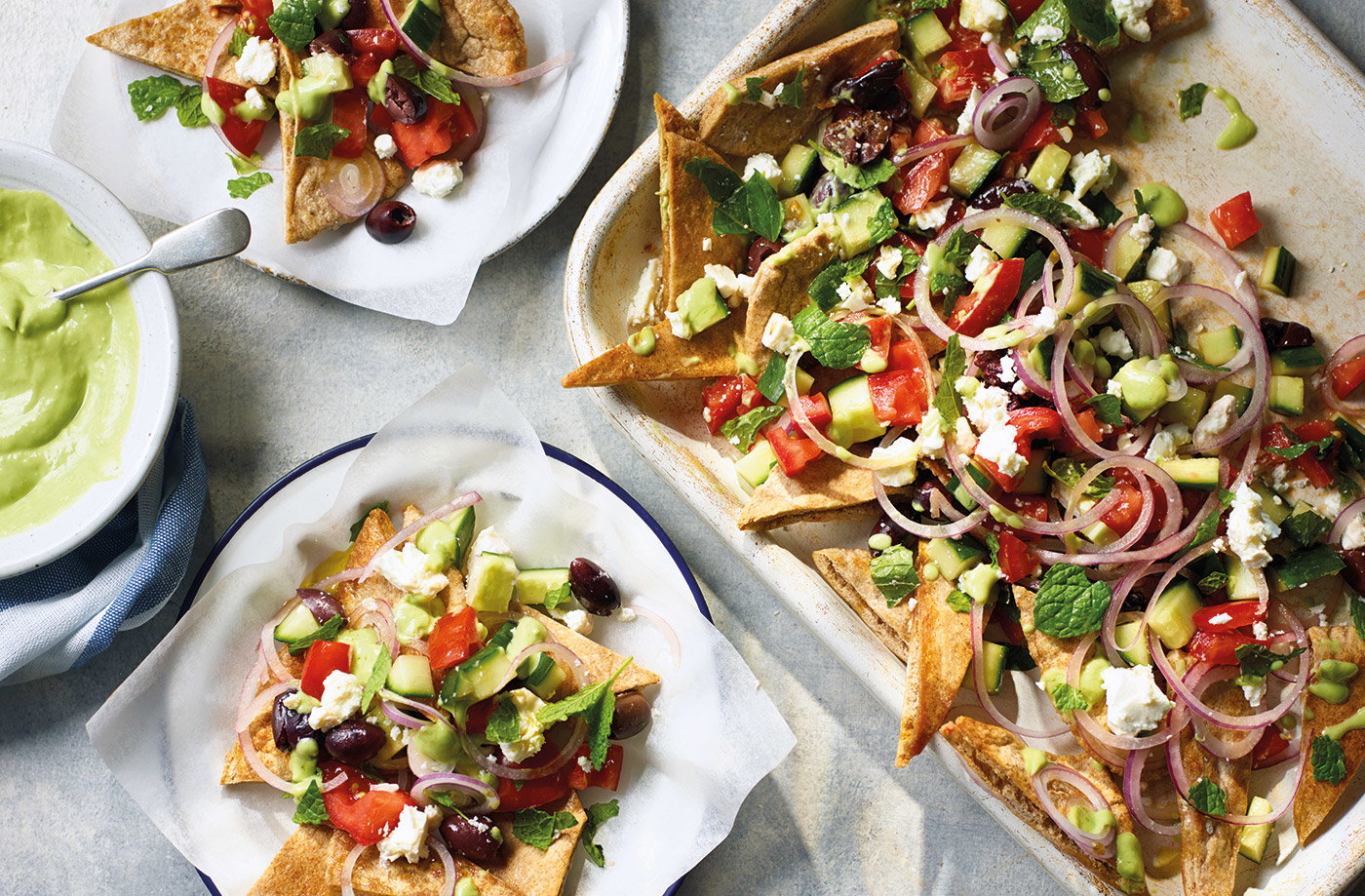 Greek salad nachos