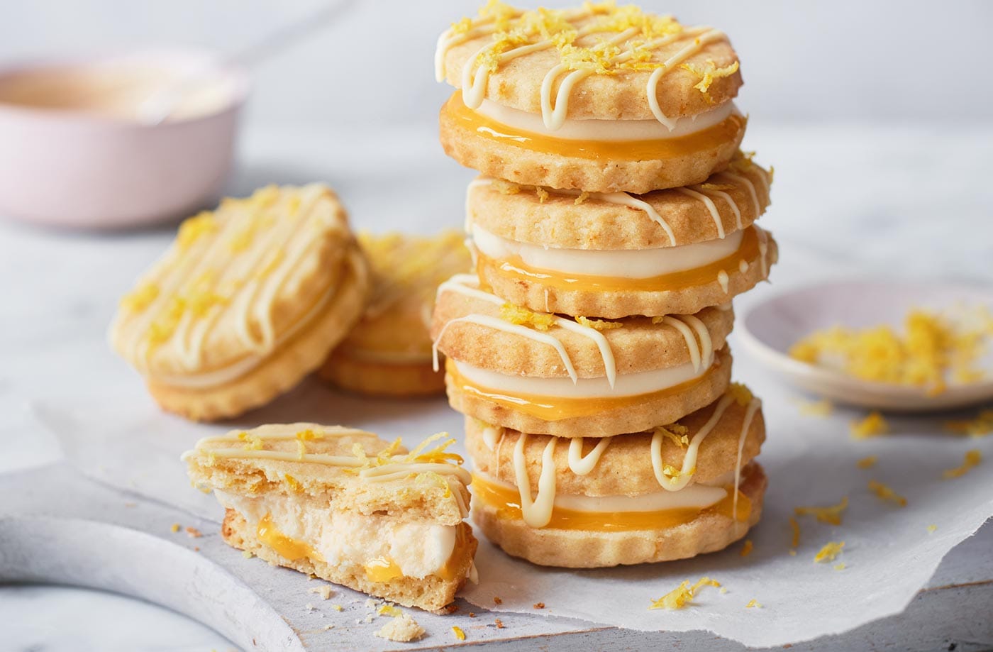Lemon and elderflower shortbread sandwiches