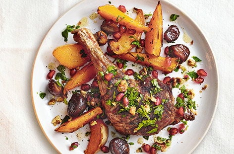 Image of "Five-spice duck legs with squash and pomegranate"