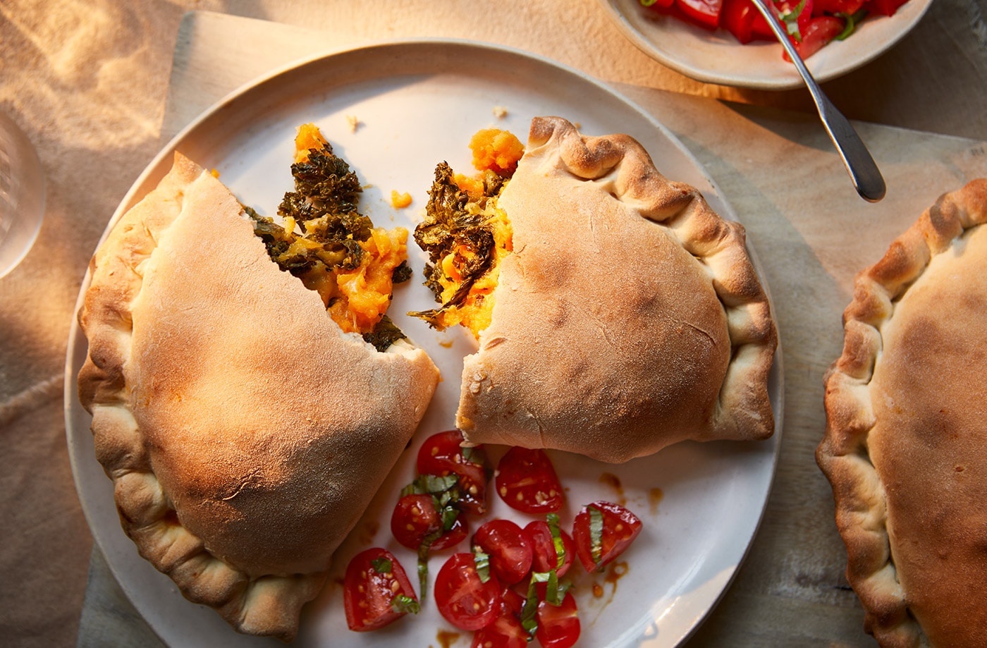Herby sweet potato calzones
