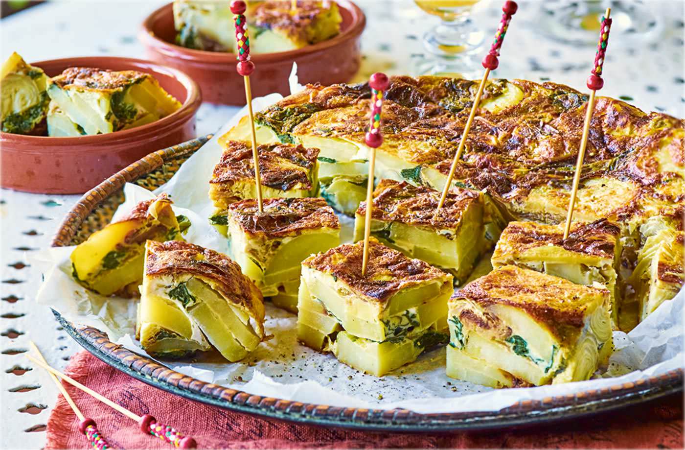 Artichoke, potato and spinach tortilla