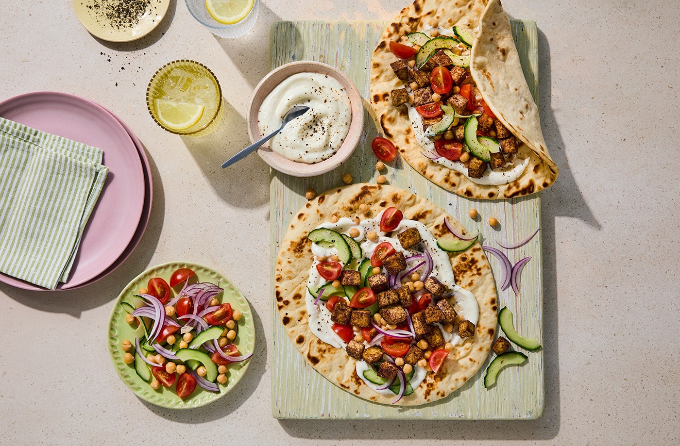 Air-fryer Lebanese-spiced tofu flatbreads
