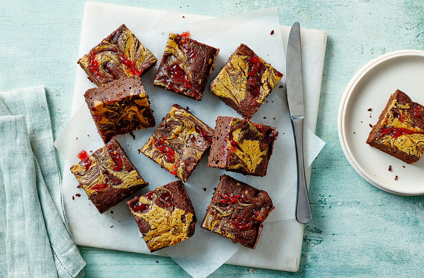 Vegan peanut butter and jam brownies