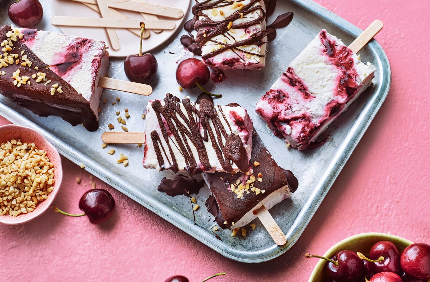 Cherry Bakewell choc lollies