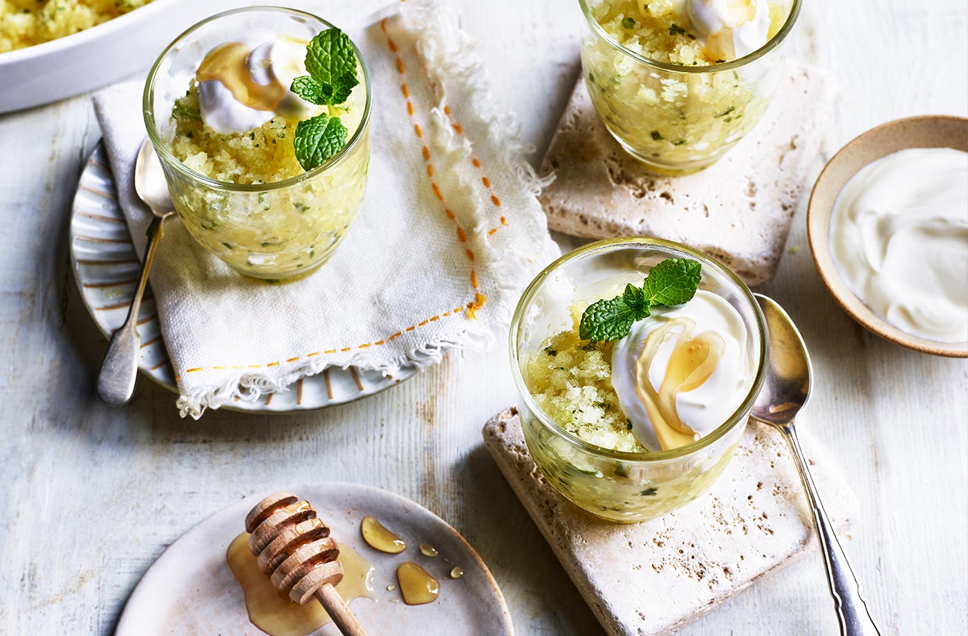 Pineapple and mint granita