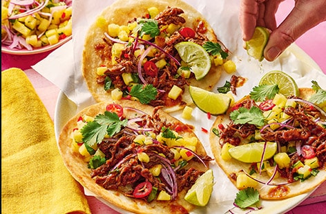 Pulled-beef tostadas