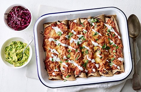 Image of "Easy chipotle chicken and black bean enchiladas"