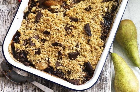 Image of "Spiced pear and chocolate crumble"