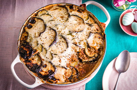 Courgette and aubergine 'no-sakka'