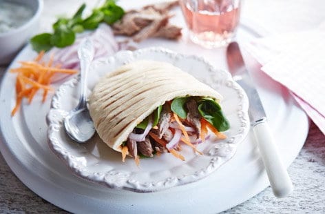 Image of "Leftover lamb and tzatziki pittas"