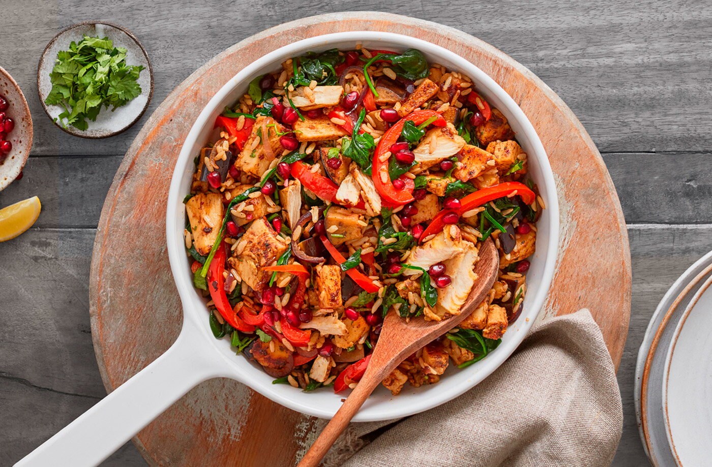 Herby vegan 'chicken' pilaf