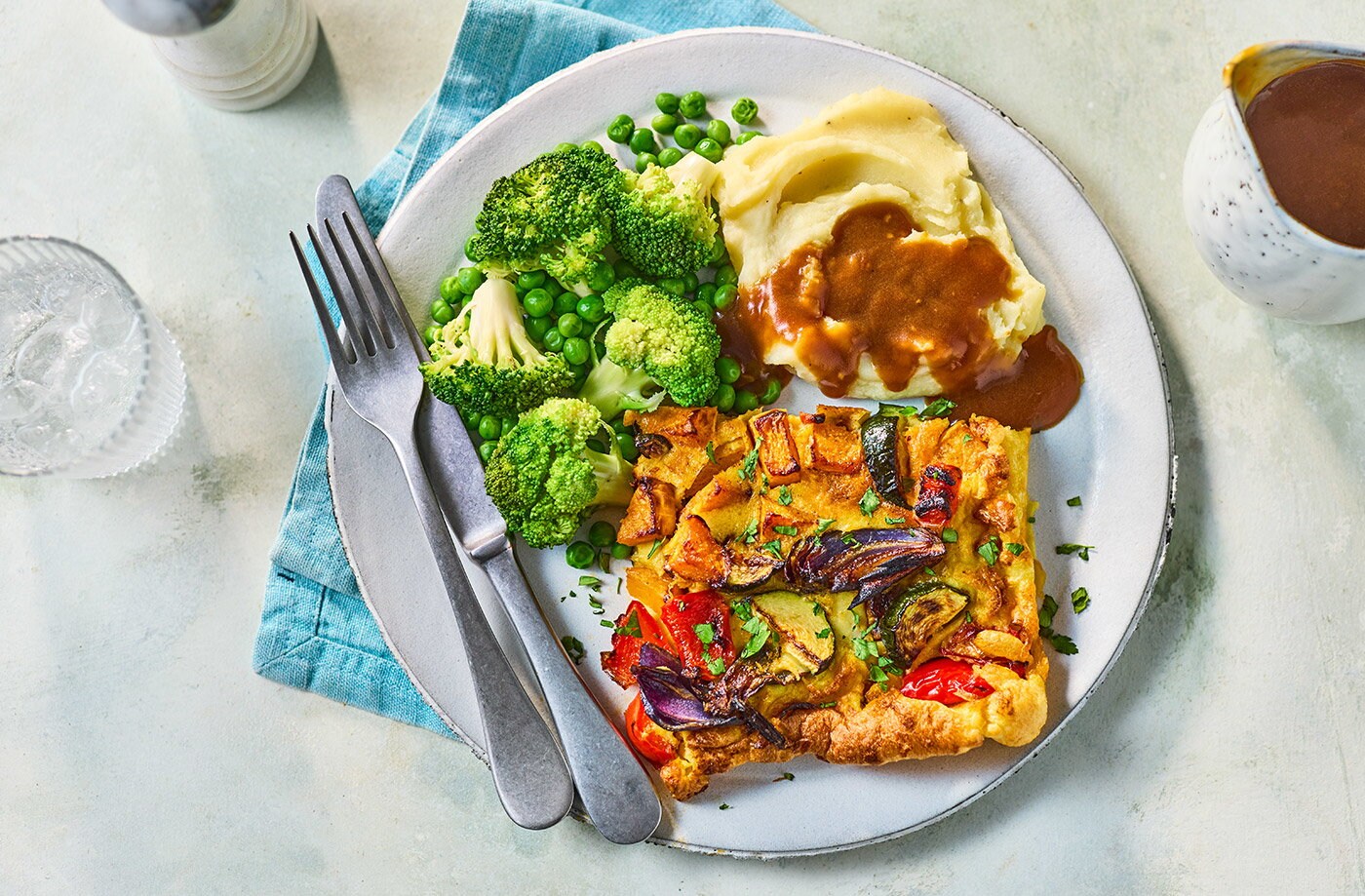 Air-fryer roasted vegetable toad-in-the-hole