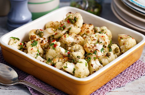 Image of "Roasted cauliflower with lemon, caper and chilli dressing"