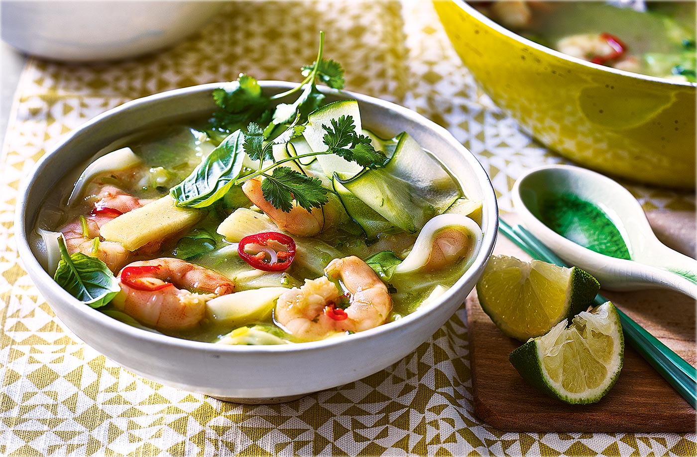 Malaysian king prawn and courgette laksa