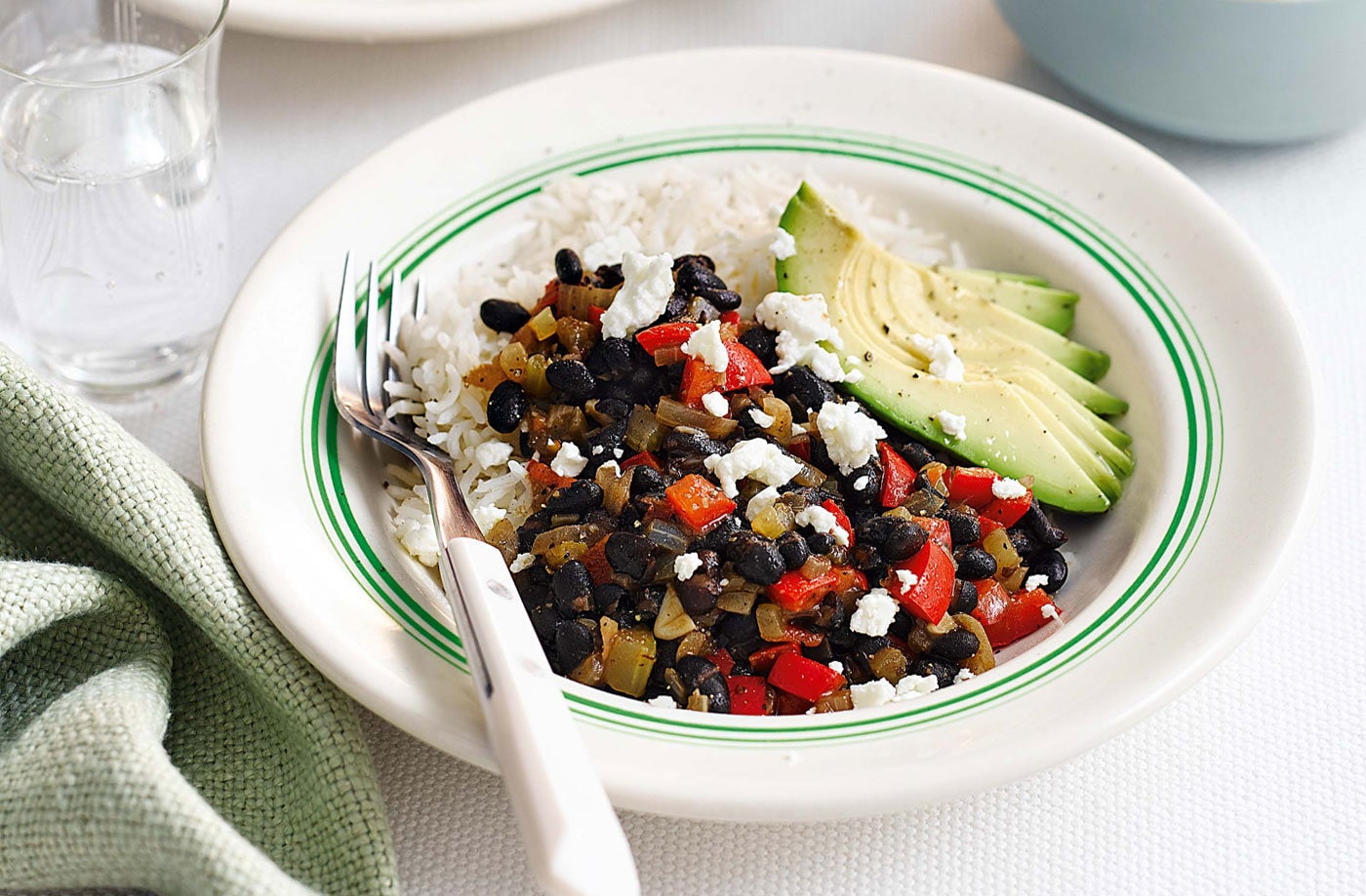 Rice and black bean burrito bowl