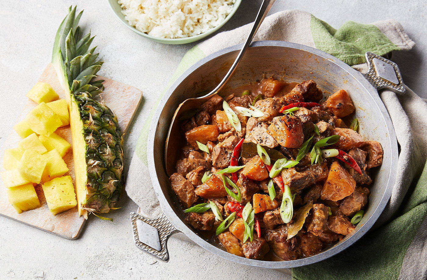 Filipino-style pineapple and pork adobo