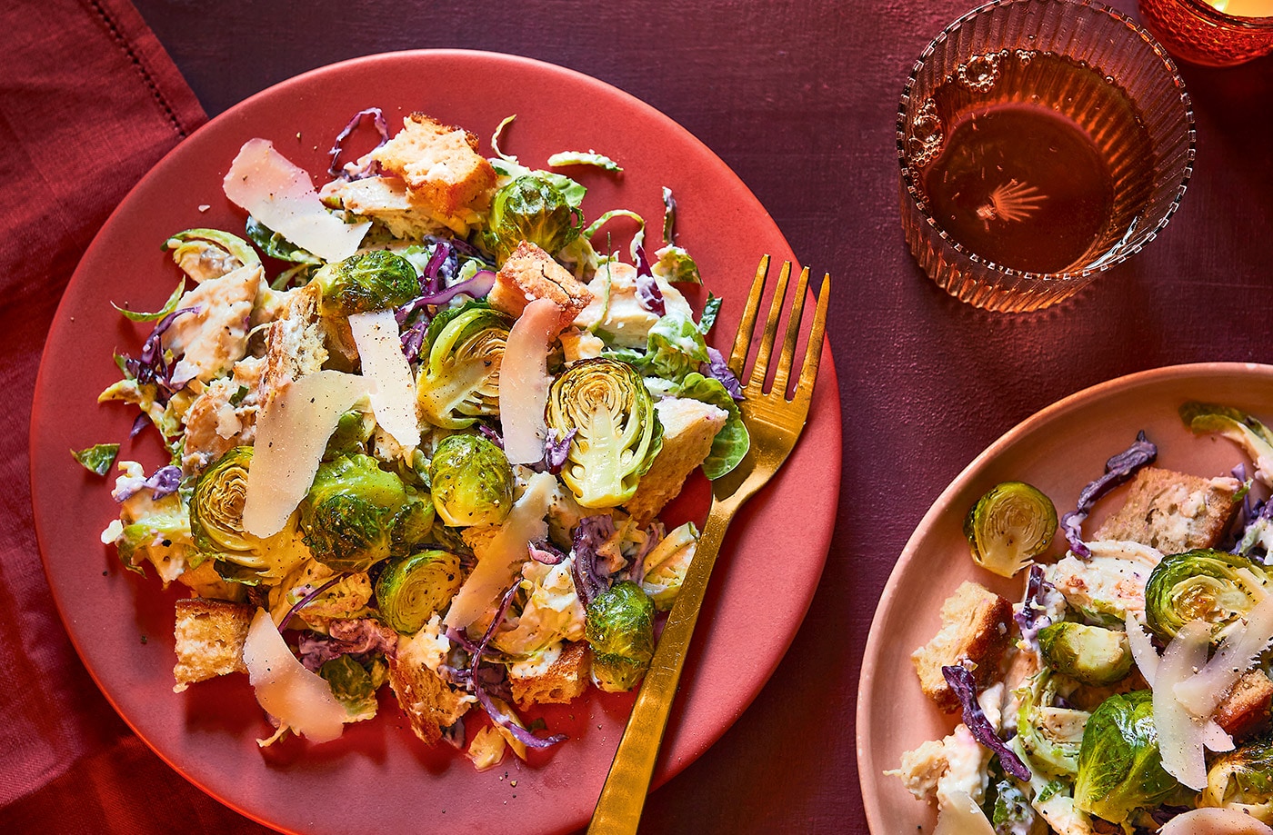 Charred sprout Caesar salad