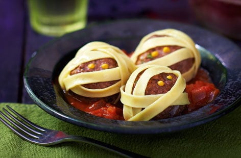 Image of "Mummified saucy meatballs"
