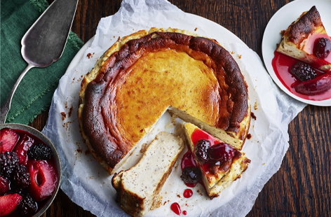 Image of "Spiced Basque cheesecake with autumn compote"
